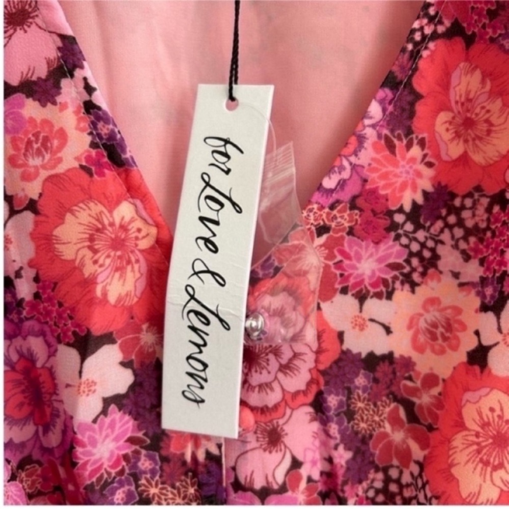 NWT For Love & Lemons Cheyenne Floral Long Sleeve Mini Dress - Picture 11 of 11